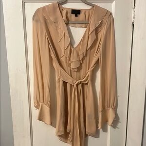 Elegant Beige Ruffle Romper (Baby Pink)